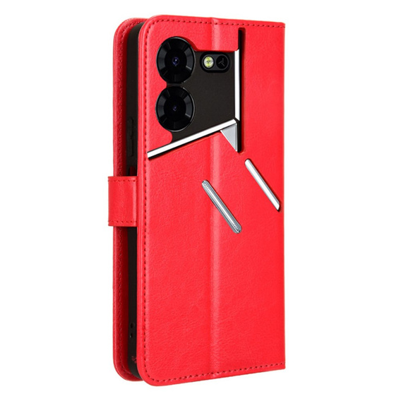 Откидной чехол для Tecno Pova 5 Pro 4G, Crazy Horse Wallet, красный