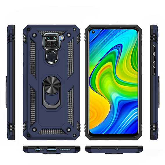 Бронированный Чехол до Xiaomi Redmi Note 9, Nox Case Ring, синий
