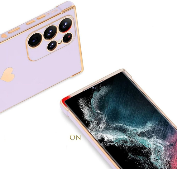Чехол для Samsung Galaxy S24 Ultra, Electro heart, фиолетовый + полное клеевое керамическое стекло
