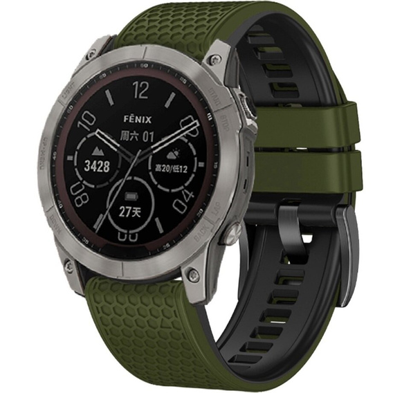 Силиконовый ремешок для Garmin Fenix 7 / Forerunner 965 / 955 / 945 / 935, зелёная / черный