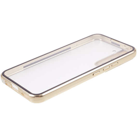 Чехол для Samsung Galaxy S22, Magnetic Dual Glass, золотой