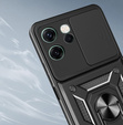 Бронированный чехол для Oppo Reno 14F, с защитой камеры, с подставкой, черный