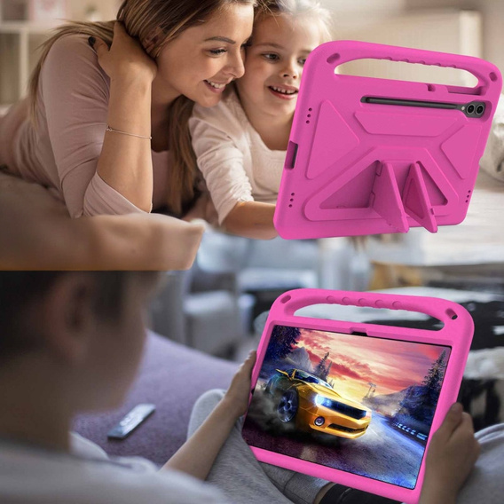 Детский чехол для Samsung Galaxy Tab S9 FE+, детский чехол с ручкой, розовый