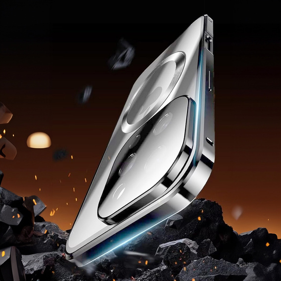 Магнітний чохол Dual Glass MagSafe для iPhone 16 Pro, сріблястий