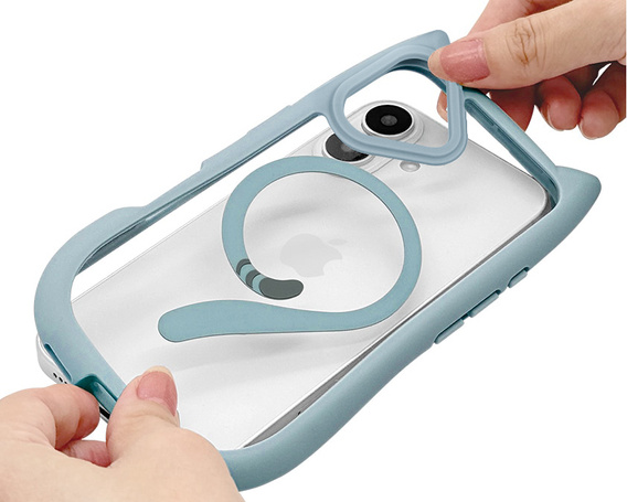Чохол для iPhone 16, для MagSafe, Cute Cat, м'яти + захисне скло