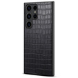 Чехол для Samsung Galaxy S24 Ultra, крокодил, кожа чёрный