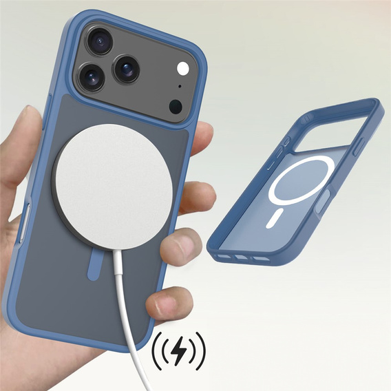 Матовий чохол для iPhone 17 Pro, для MagSafe, напівпрозорий синій