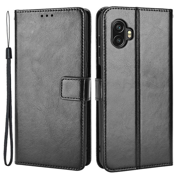 Футляр з клапаном для Samsung Galaxy Xcover 6 Pro 5G, Crazy Horse Wallet, чорний