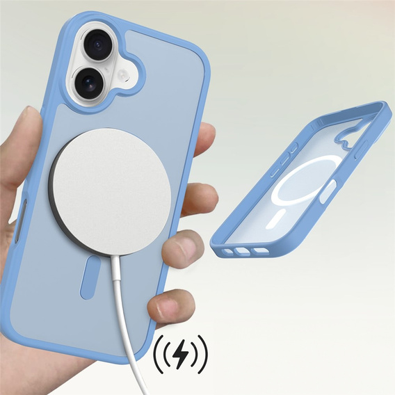 Матовый чехол для iPhone 17, для MagSafe, полупрозрачный синий