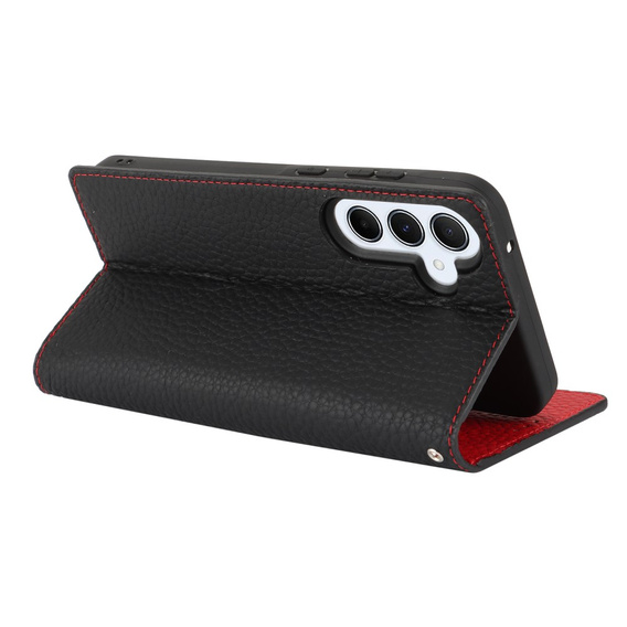Чохол-книжка для Samsung Galaxy S24 FE, Litchi Skin Grain, чорний