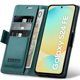 Чохол для Samsung Galaxy S24 FE, ERBORD Glossy Litchi, гаманець з клапаном, зелений