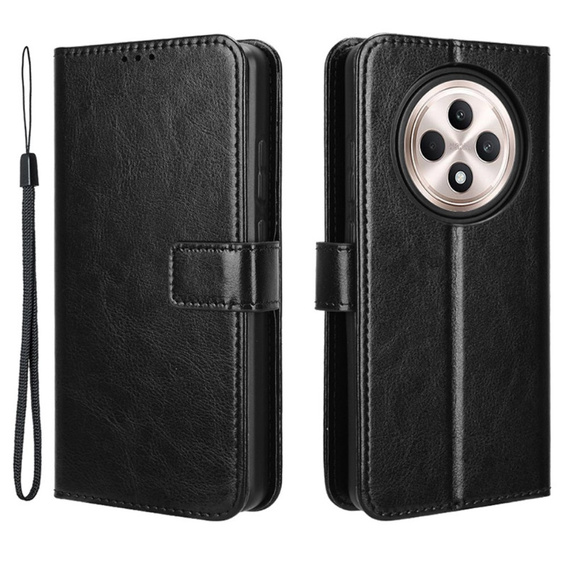 Футляр з клапаном для Oppo Reno 12FS / 12F, Crazy Horse Wallet, чорний