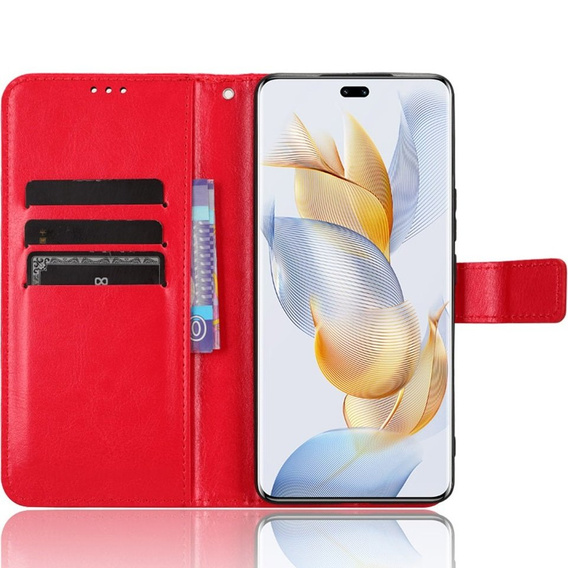 Футляр з клапаном для Honor 90, Crazy Horse Wallet, червоний
