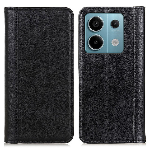 Чехол до Xiaomi Redmi Note 13 Pro 5G, Wallet Litchi Leather, чёрный