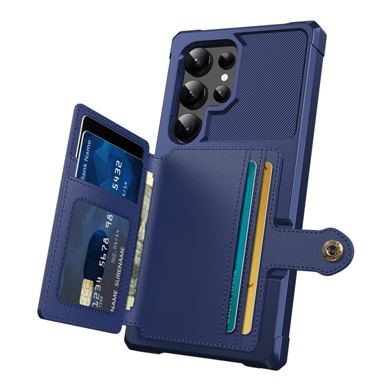 Чехол для Samsung Galaxy S24 Ultra Card Holder Kickstand, Card Holder Kickstand, синий