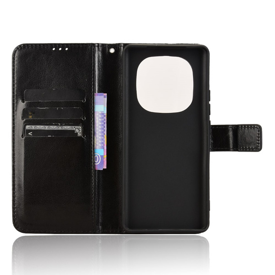 Футляр з клапаном для Xiaomi Redmi Note 14 Pro+, Crazy Horse Wallet, чорний