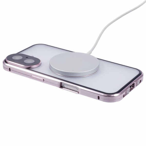 Магнітний чохол Dual Glass MagSafe для iPhone 16, рожевий rose gold