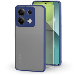 Силіконовий чохол для Xiaomi Redmi Note 13 Pro 5G, із захистом камери, прозорий / синій + Загартоване скло 9H