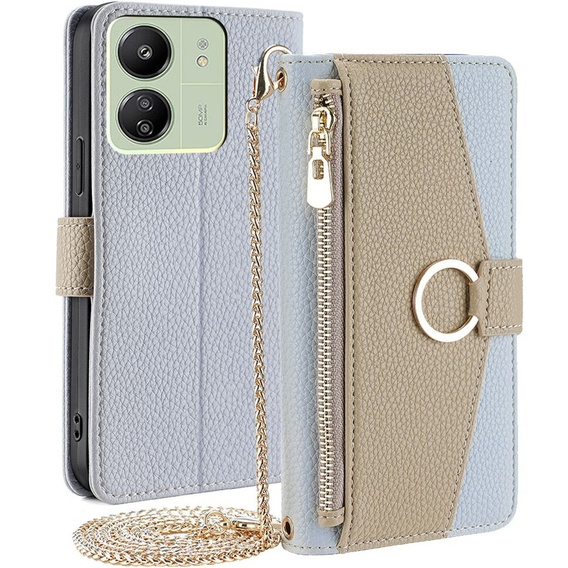 Чохол-книжка для Xiaomi Redmi 13C / Poco C65, Wallet Zipper Pocket, з дзеркалом, м'яти