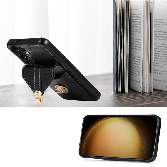Чохол для Samsung Galaxy A25 5G, Card Holder, з плечовим ременем, чорний