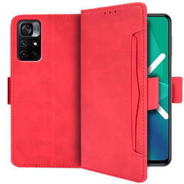 Футляр з клапаном для Xiaomi Poco M4 Pro 5G / Redmi Note 11S 5G, Card Slot, червоний