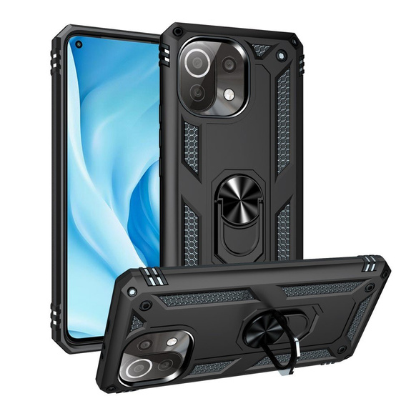 Бронированный Чехол до Xiaomi Mi 11 Lite / Mi 11 Lite 5G / 11 Lite 5G NE, Nox Case Ring, чёрный
