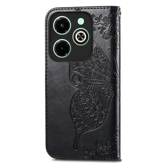 Откидной чехол для Infinix Hot 40i, Butterfly, чёрный