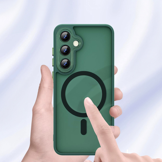 Чехол для Samsung Galaxy S25+ Plus, для MagSafe, ERBORD Matt Case, зелёная + стекло для экрана
