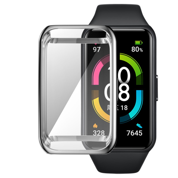 Чехол 2в1 с защитой экрана для часов Huawei Band 6/7, Silver