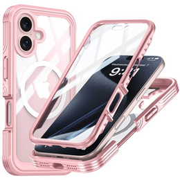 Чехол для iPhone 16 Plus, Shockproof, со стеклом, для MagSafe, розовый