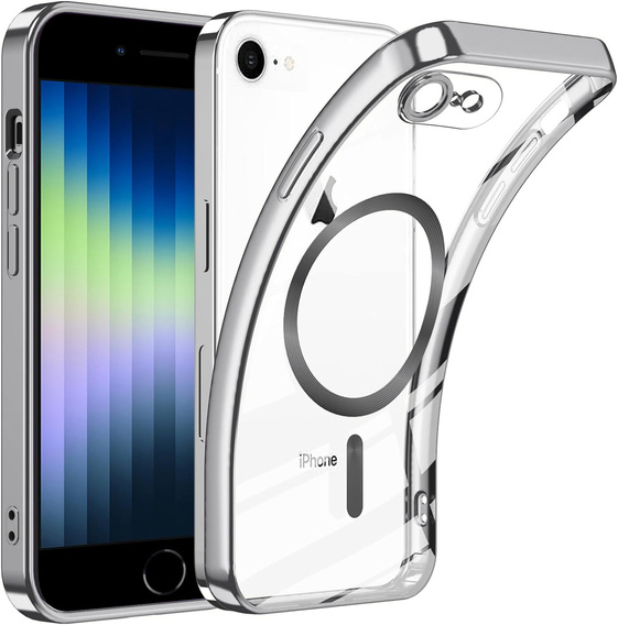 Чохол для iPhone 7 / 8, Electro MagSafe, сріблястий + Скло на екран
