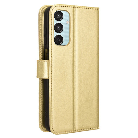 Откидной чехол для Samsung Galaxy M35, Crazy Horse Wallet, золотой