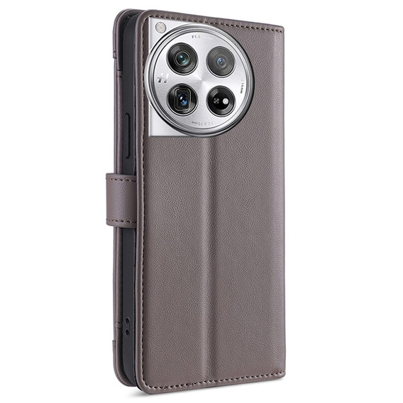 Чохол-книжка для OnePlus 12 5G, Wallet Zipper Pocket, сірий