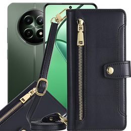 Откидной чехол для Realme 12, Wallet Zipper Pocket, чёрный