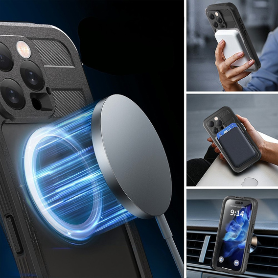 Водонепроникний чохол IP68 для iPhone 16 Pro, SHELLBOX MagSafe, чорний