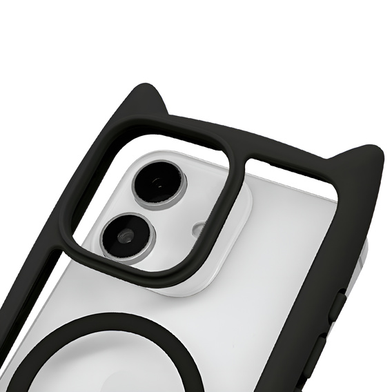 Чехол для iPhone 11, для MagSafe, Cute Cat, чёрный + стекло для экрана