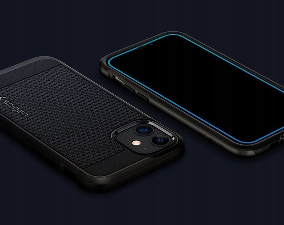 Закалённое стекло с рамкой для монтажа SPIGEN Alm Glas FC iPhone 12 / 12  Pro  (2 штуки)