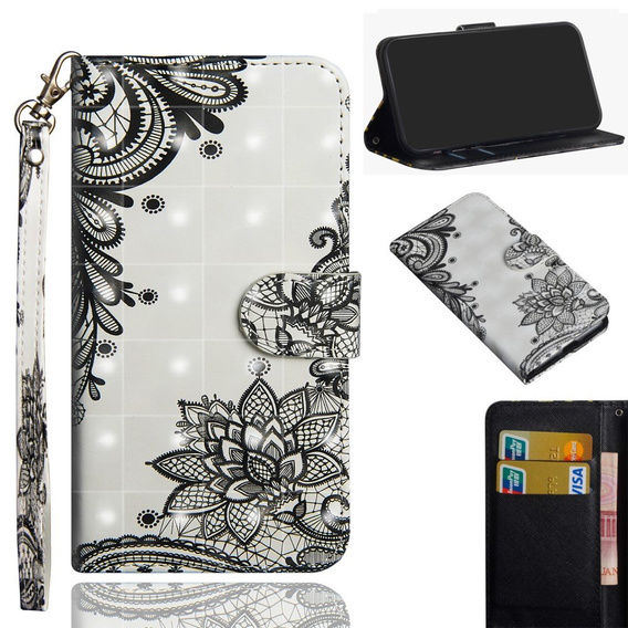 Откидной чехол для Xiaomi Redmi Note 8 Pro, Wallet flowers, белый