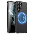 Кожаный чехол для Samsung Galaxy S24 Ultra, с защитой камеры, для MagSafe, черный