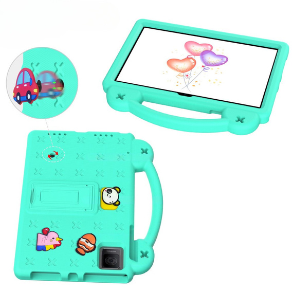 Детский чехол для T Tablet 5G, Cute Patterns, с подставкой, зелёный