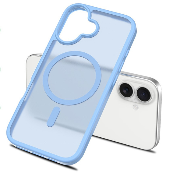Матовый чехол для iPhone 17, для MagSafe, полупрозрачный синий