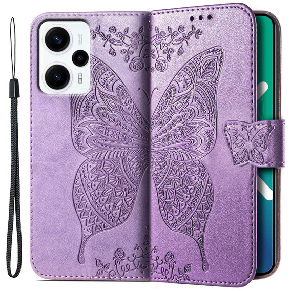 Чохол-книжка для Xiaomi Poco F5, Butterfly, фіолетовий