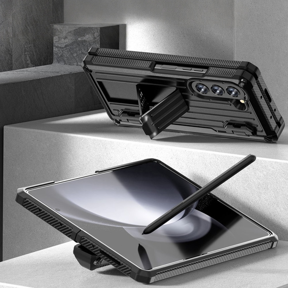 Чохол для Samsung Galaxy Z Fold5 5G, Kickstand, з підставкою та захистом екрану, чорний