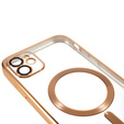 Чехол для iPhone 12, Electro MagSafe, золотой + стекло для экрана