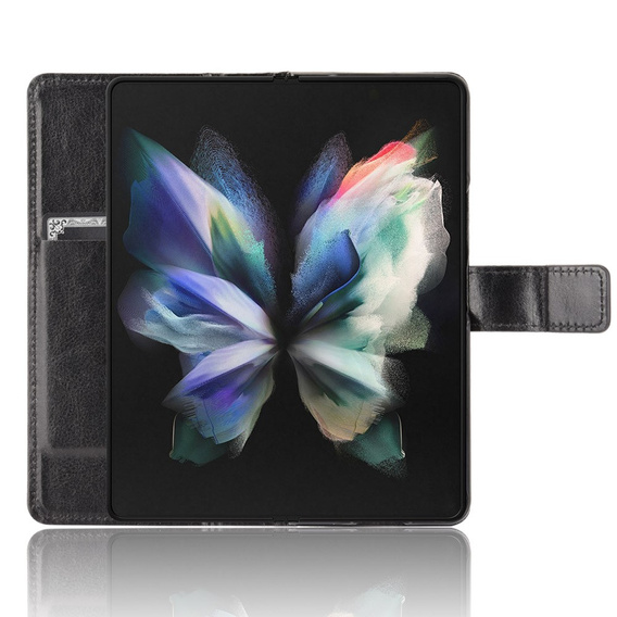 Футляр з клапаном для Samsung Galaxy Z Fold3 5G, Crazy Horse Wallet, чорний