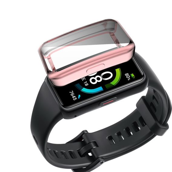Чехол 2в1 с защитой экрана для часов Huawei Band 6/7, Pink