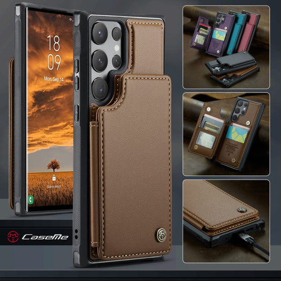 CASEME флип-кейс для Samsung Galaxy S25 Ultra, Litchi Wallet, коричневый