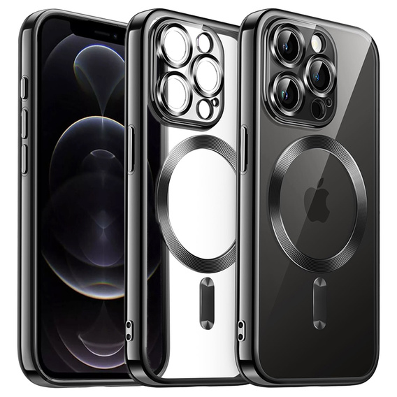 Чохол для iPhone 12 Pro Max, Electro MagSafe, чорний + Скло на екран