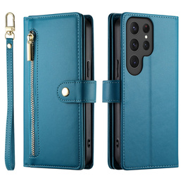 Откидной чехол для Samsung Galaxy S25 Ultra, Wallet Zipper Pocket, синий