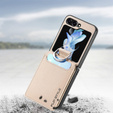 Чохол для Samsung Galaxy Z Flip7 FE / Z Flip6, Card Slot Ring Case, бежевий